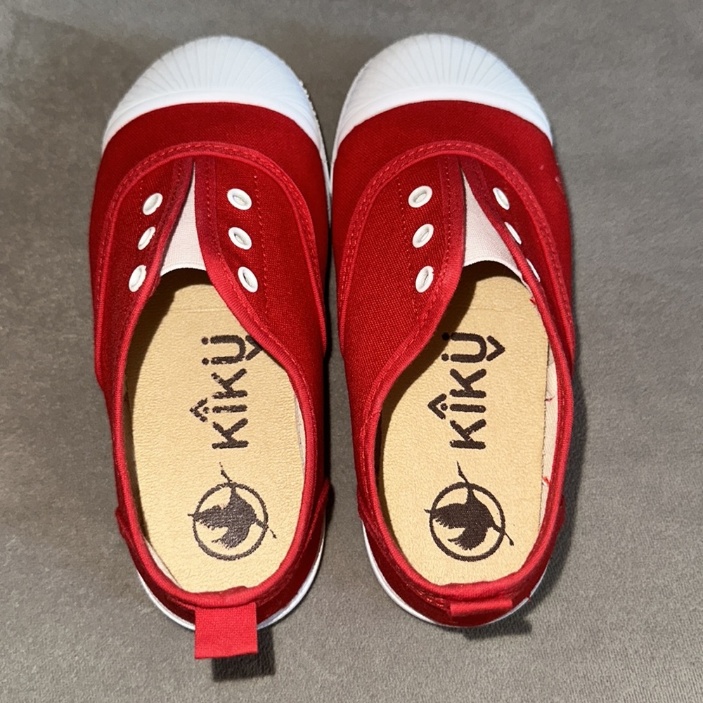 Toddler Girl Red Canvas Slip-on Trainers by KIKU - Boutique Kids Sneakers - Picture 10 of 15